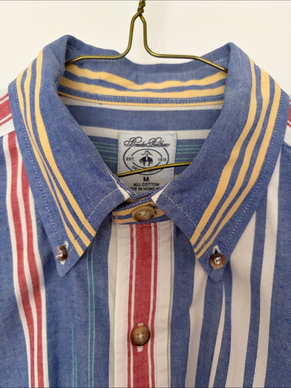 Poof Couture Men’s Multistripe Button-Down Shirt - Blue/Red/Yellow/White
